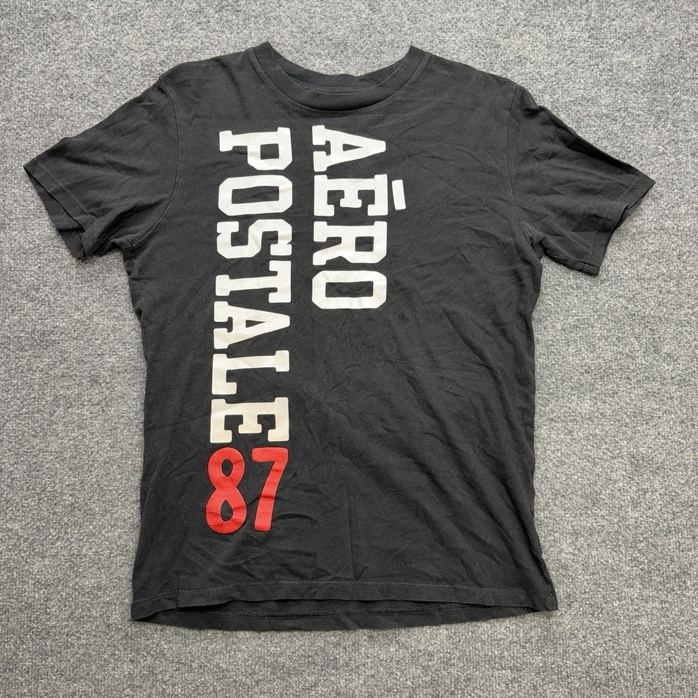 Aeropostale T Shirt Men's Small Black/Red/White Y2K Streetwear 87